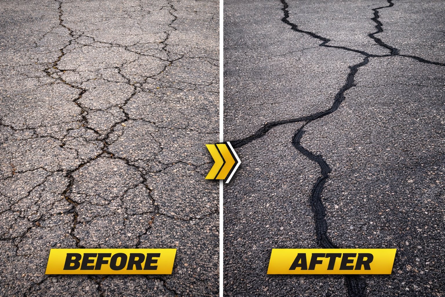 Crack filling before and after